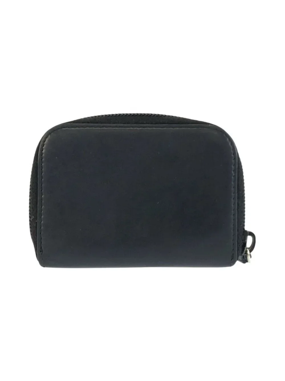 Prada Black Silver Leather Coin Purse